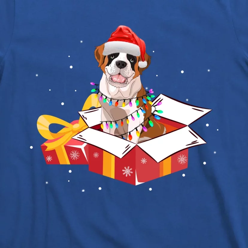 Saint Bernard Dog Christmas Is Box Gift Dog Light Tree Xmas Gift T-Shirt