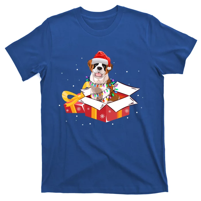 Saint Bernard Dog Christmas Is Box Gift Dog Light Tree Xmas Gift T-Shirt