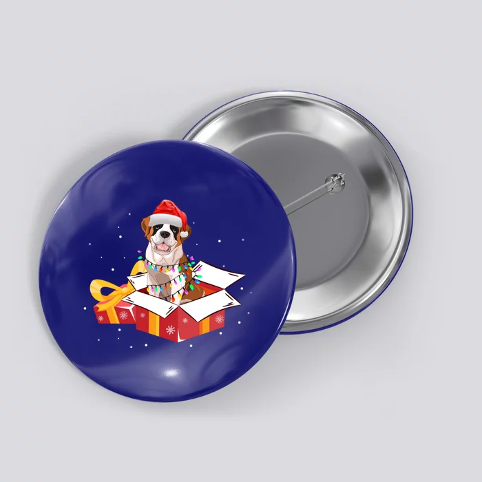 Saint Bernard Dog Christmas Is Box Gift Dog Light Tree Xmas Gift Button