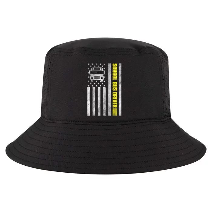 School Bus Driver American Flag School Bus Driver Cool Comfort Performance Bucket Hat