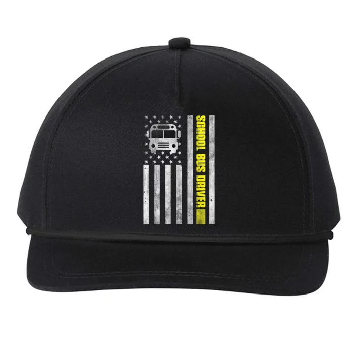 School Bus Driver American Flag School Bus Driver Snapback Five-Panel Rope Hat