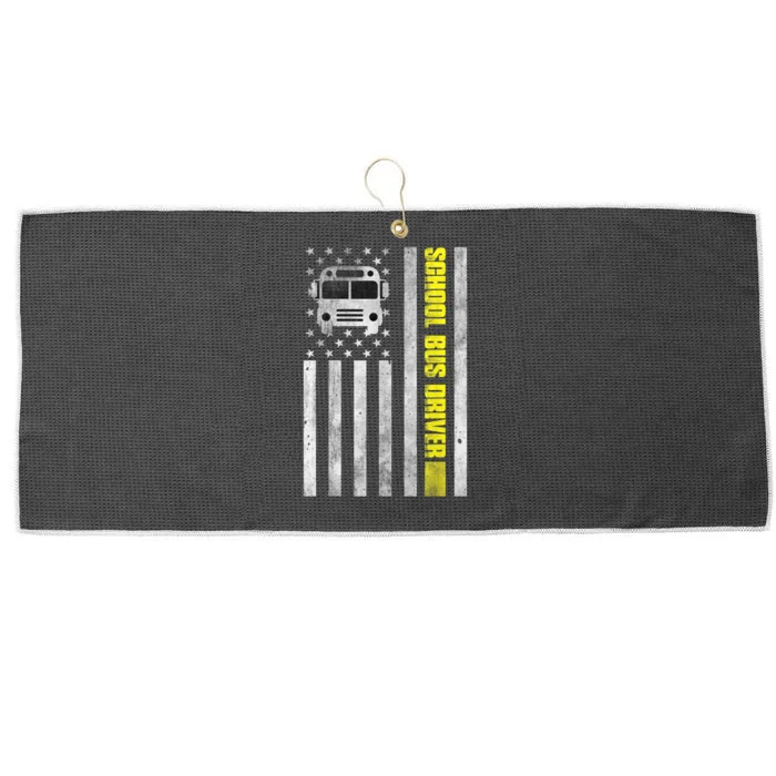 School Bus Driver American Flag School Bus Driver Large Microfiber Waffle Golf Towel