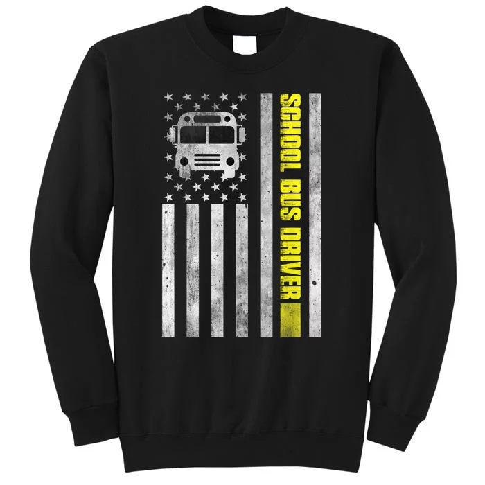 School Bus Driver American Flag School Bus Driver Tall Sweatshirt