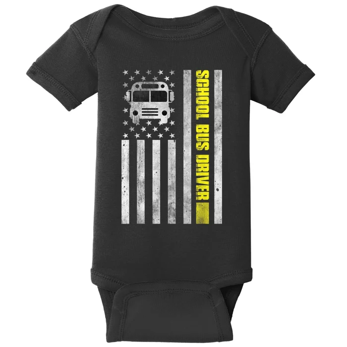 School Bus Driver American Flag School Bus Driver Baby Bodysuit