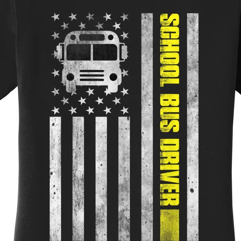 School Bus Driver American Flag School Bus Driver Women's T-Shirt