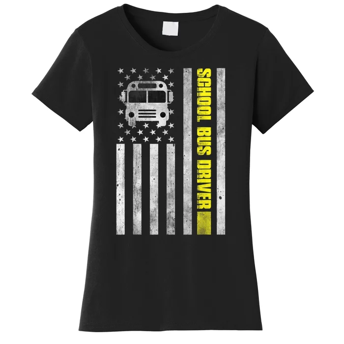 School Bus Driver American Flag School Bus Driver Women's T-Shirt