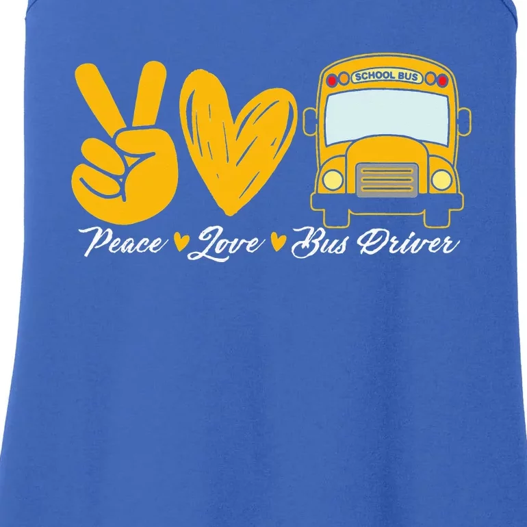 School Bus Driver Peace Love Bus Driver Driving Bus Ladies Essential Tank