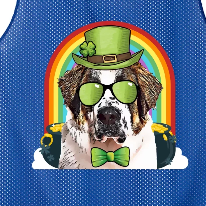 St Bernard Dog Leprechaun Funny St Patricks Day Gift Mesh Reversible Basketball Jersey Tank