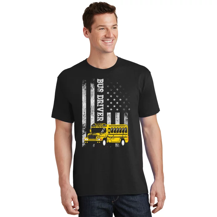 School Bus Driver American Flag For School Bus Driver T-Shirt