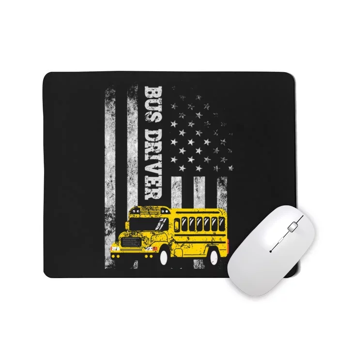 School Bus Driver American Flag For School Bus Driver Mousepad