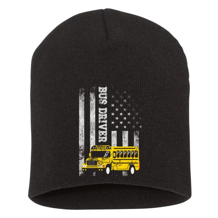 School Bus Driver American Flag For School Bus Driver Short Acrylic Beanie