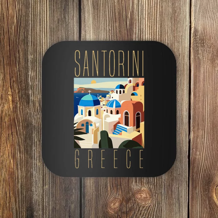 Santorini Blue Dome Ship Santorini Gifts Santorini Greece Coaster