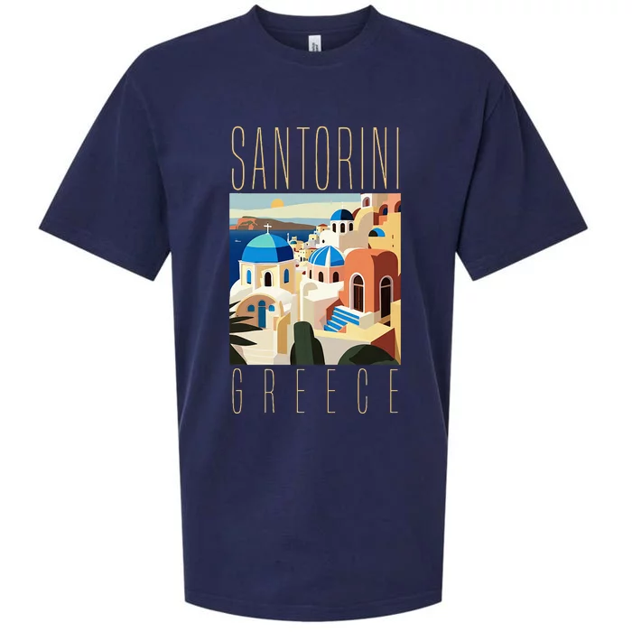 Santorini Blue Dome Ship Santorini Gifts Santorini Greece Sueded Cloud Jersey T-Shirt