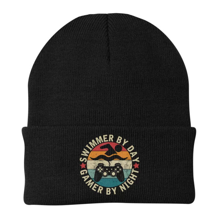 Swimmer By Day Gamer By Night Swimming Knit Cap Winter Beanie