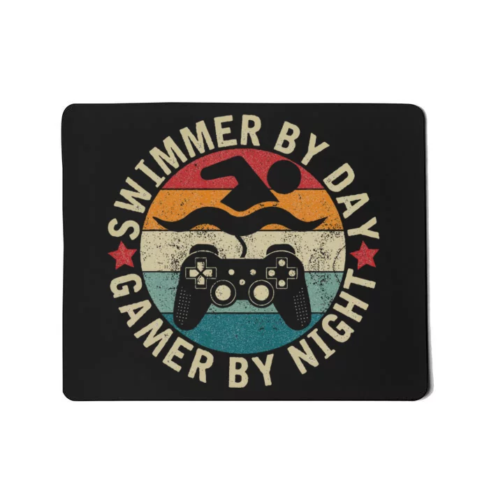 Swimmer By Day Gamer By Night Swimming Mousepad