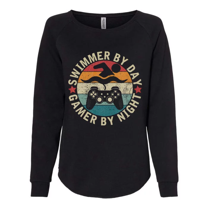 Swimmer By Day Gamer By Night Swimming Womens California Wash Sweatshirt