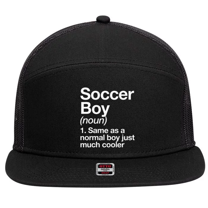 Soccer Boy Definition Funny Sports 7 Panel Mesh Trucker Snapback Hat