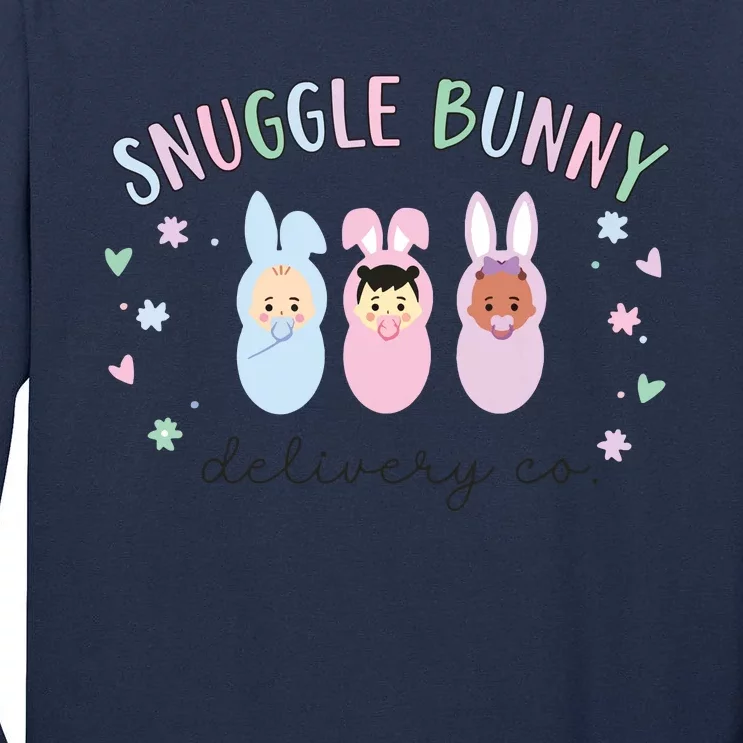 Snuggle Bunny Delivery Co Mother Baby Nurse Easter Ld Nurse Tall Long Sleeve T-Shirt