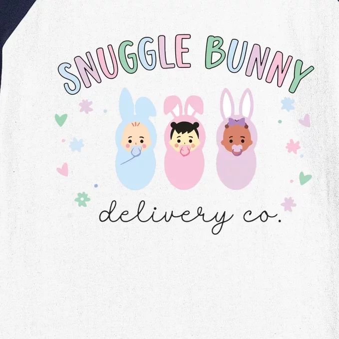 Snuggle Bunny Delivery Co Mother Baby Nurse Easter Ld Nurse Baseball Sleeve Shirt