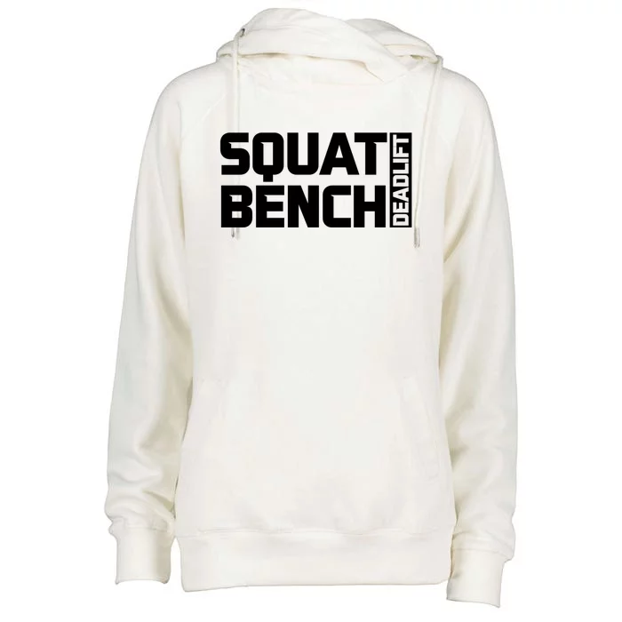 Squat Bench Deadlift Gym Weightlifting Workout Fitness Cute Gift Womens Funnel Neck Pullover Hood