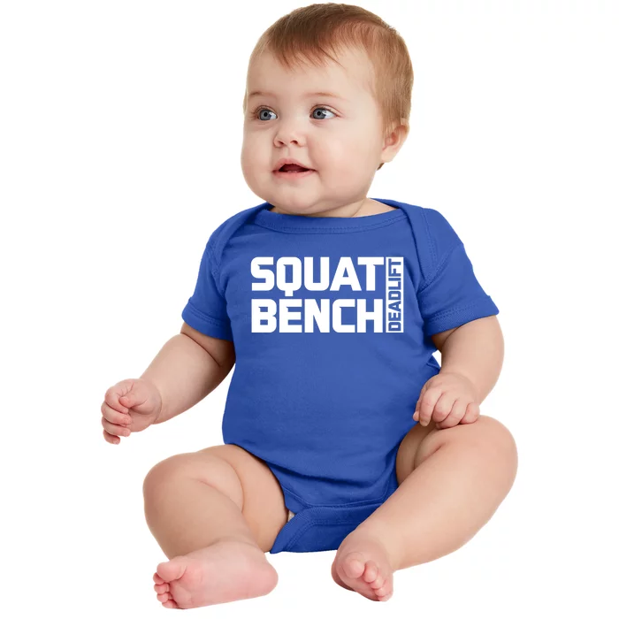 Squat Bench Deadlift Gym Weightlifting Workout Fitness Cute Gift Baby Bodysuit