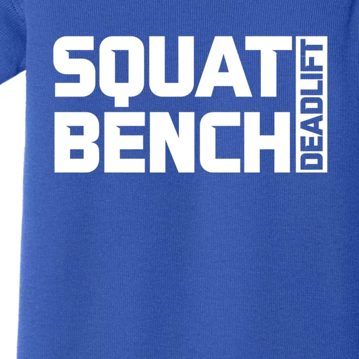 Squat Bench Deadlift Gym Weightlifting Workout Fitness Cute Gift Baby Bodysuit