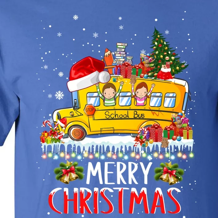 School Bus Driver Merry Christmas Pajamas Lights Xmas Ugly Gift Tall T-Shirt