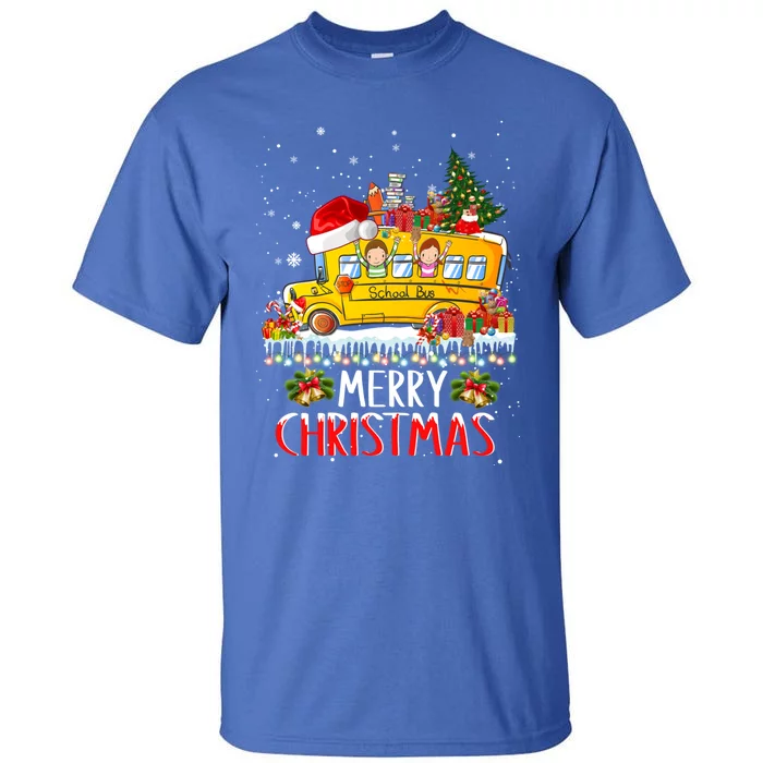 School Bus Driver Merry Christmas Pajamas Lights Xmas Ugly Gift Tall T-Shirt