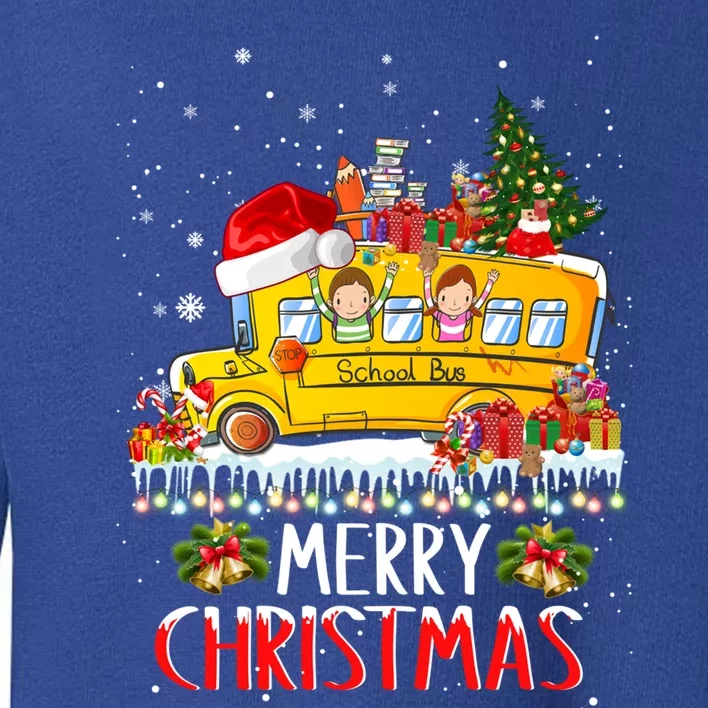 School Bus Driver Merry Christmas Pajamas Lights Xmas Ugly Gift Toddler Sweatshirt