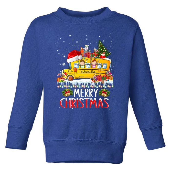 School Bus Driver Merry Christmas Pajamas Lights Xmas Ugly Gift Toddler Sweatshirt