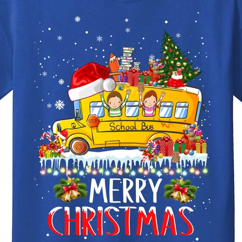 School Bus Driver Merry Christmas Pajamas Lights Xmas Ugly Gift Kids T-Shirt