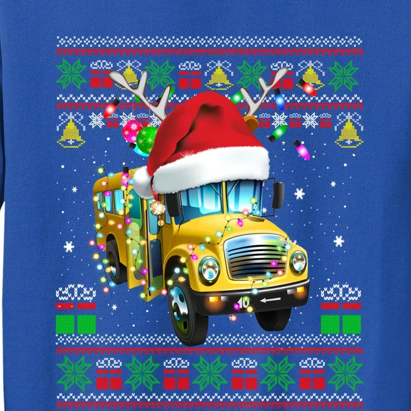 School Bus Driver Reindeer Santa Hat Ugly Sweater Christmas Gift Tall Sweatshirt