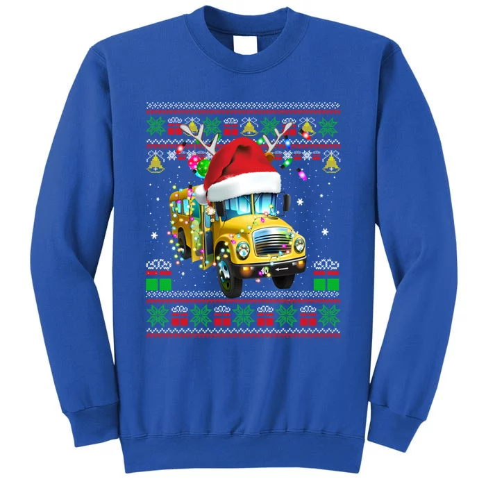 School Bus Driver Reindeer Santa Hat Ugly Sweater Christmas Gift Tall Sweatshirt