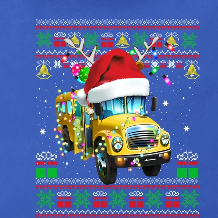 School Bus Driver Reindeer Santa Hat Ugly Sweater Christmas Gift Zip Tote Bag