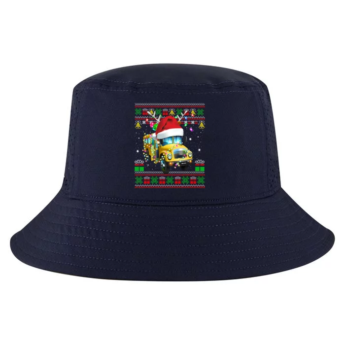 School Bus Driver Reindeer Santa Hat Ugly Sweater Christmas Gift Cool Comfort Performance Bucket Hat