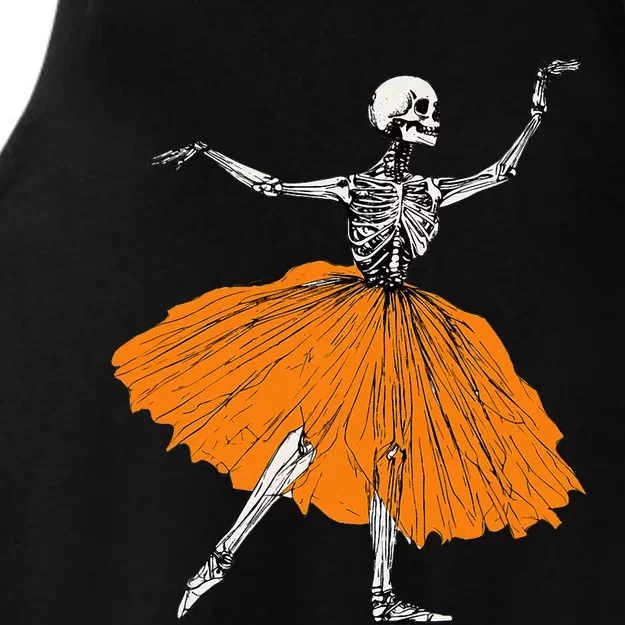 Skeleton Ballerina Dance Tutu Spooky Ballet Dancer Halloween Ladies Tri-Blend Wicking Tank