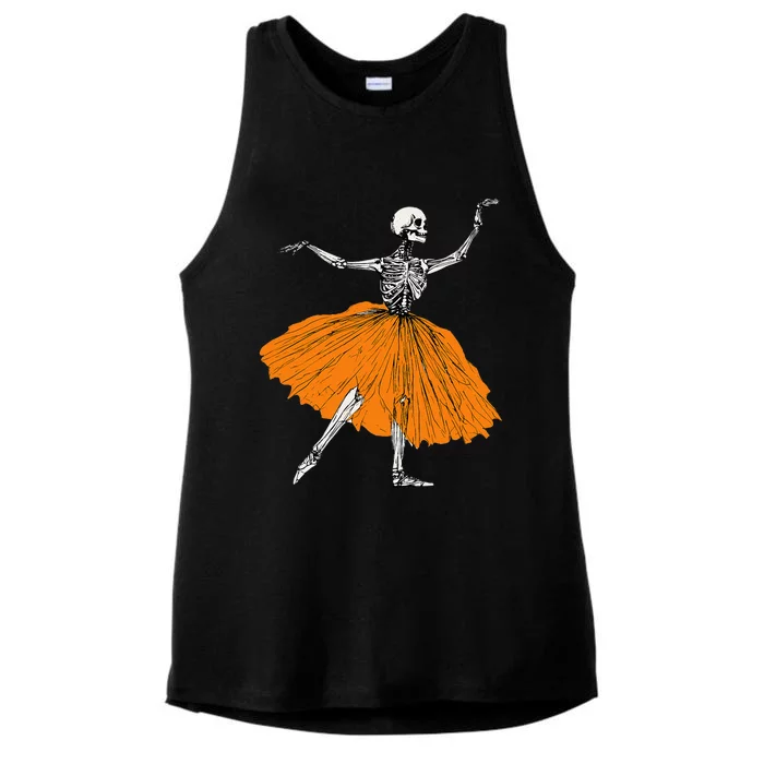 Skeleton Ballerina Dance Tutu Spooky Ballet Dancer Halloween Ladies Tri-Blend Wicking Tank