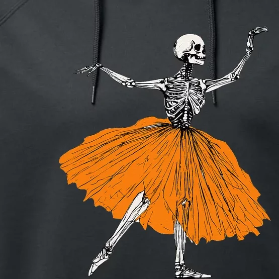 Skeleton Ballerina Dance Tutu Spooky Ballet Dancer Halloween Performance Fleece Hoodie