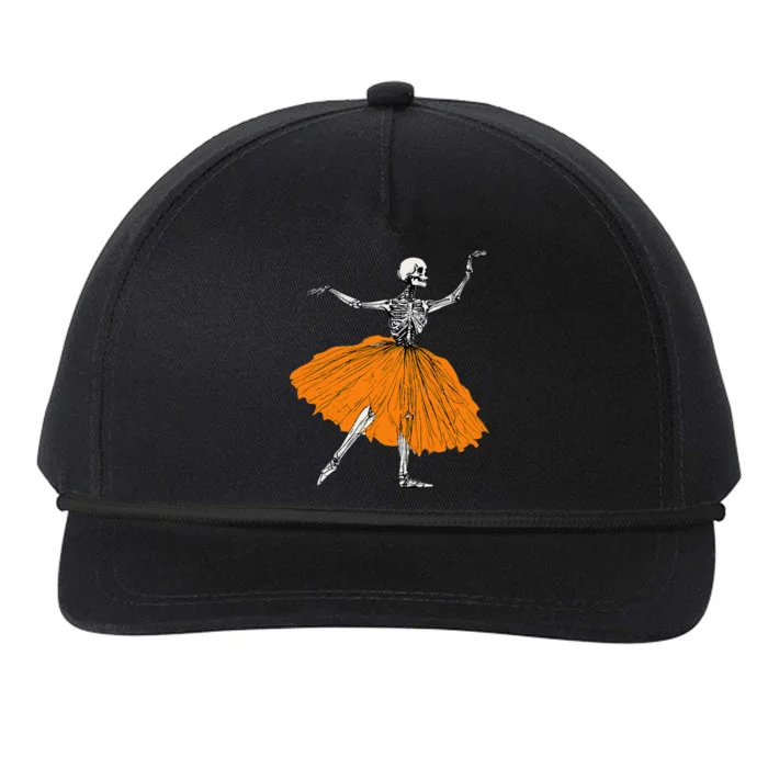 Skeleton Ballerina Dance Tutu Spooky Ballet Dancer Halloween Snapback Five-Panel Rope Hat