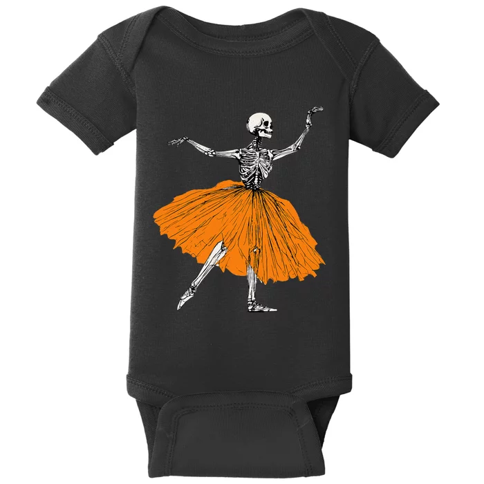 Skeleton Ballerina Dance Tutu Spooky Ballet Dancer Halloween Baby Bodysuit