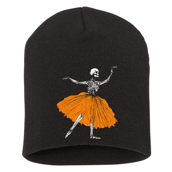 Skeleton Ballerina Dance Tutu Spooky Ballet Dancer Halloween Short Acrylic Beanie