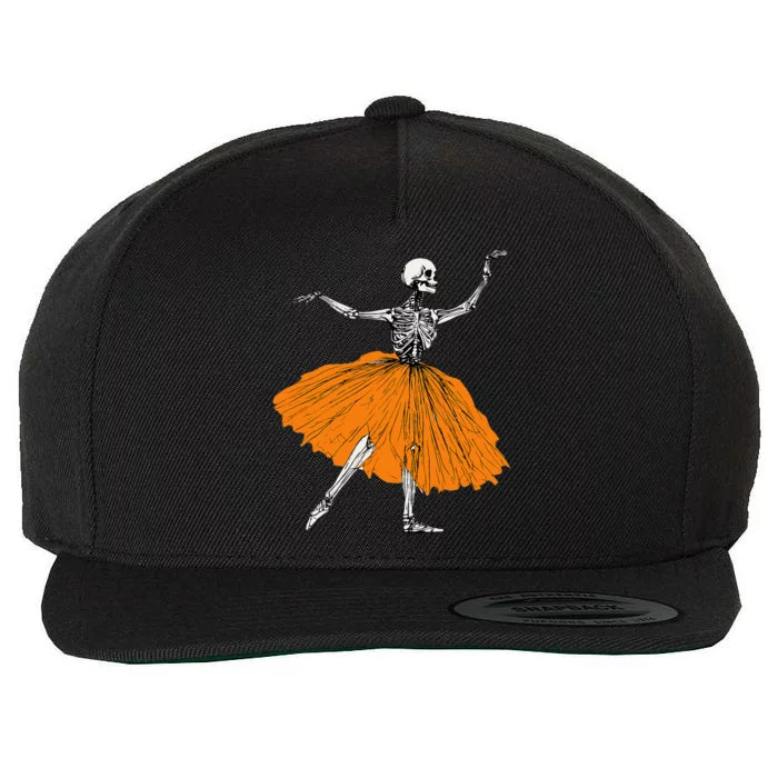 Skeleton Ballerina Dance Tutu Spooky Ballet Dancer Halloween Wool Snapback Cap