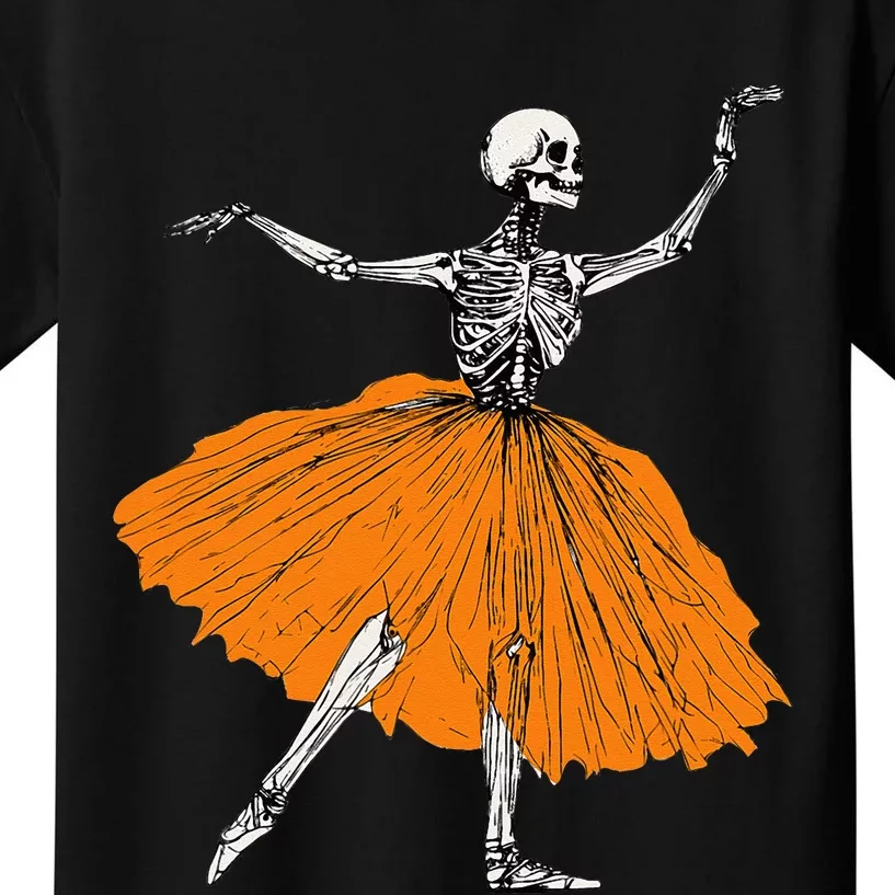 Skeleton Ballerina Dance Tutu Spooky Ballet Dancer Halloween Kids T-Shirt