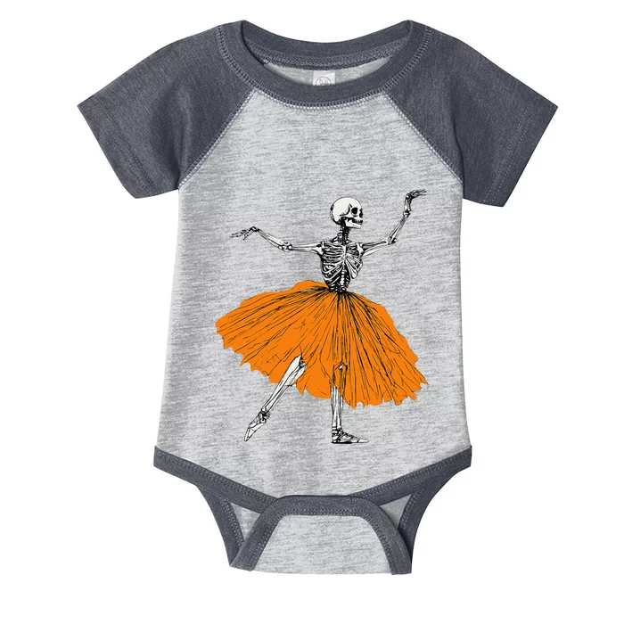 Skeleton Ballerina Dance Tutu Spooky Ballet Dancer Halloween Infant Baby Jersey Bodysuit