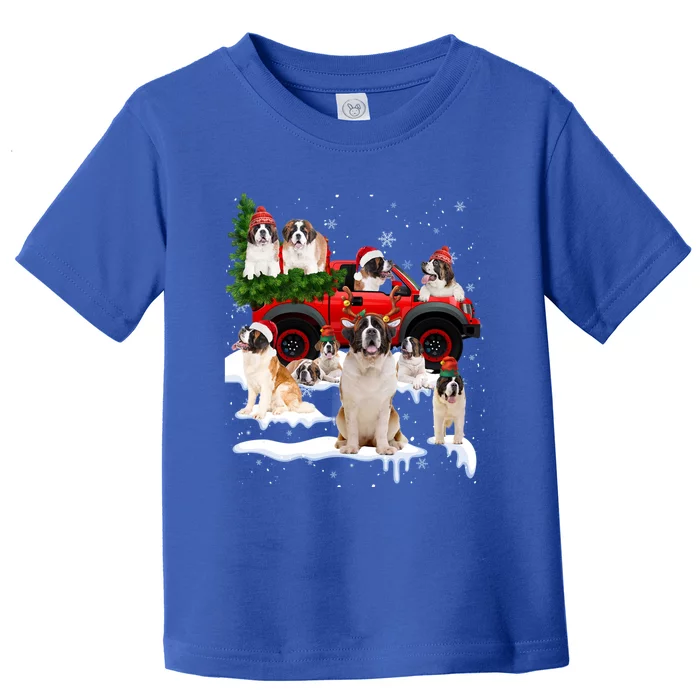 St Bernard Dog Red Truck Christmas Tree Santa Ugly Xmas Gift Toddler T-Shirt