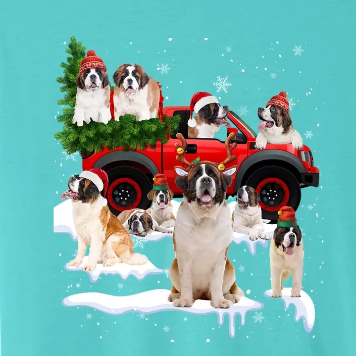 St Bernard Dog Red Truck Christmas Tree Santa Ugly Xmas Gift ChromaSoft Performance T-Shirt