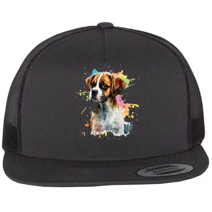 Splatter Boxer Dog Dog Puppy Veterinarian Animal Breeder Flat Bill Trucker Hat