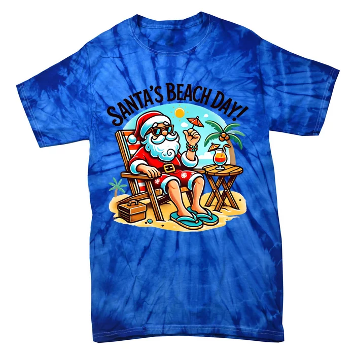 SantaS Beach Day Tropical Christmas Vacation Summer Xmas Gift Tie-Dye T-Shirt