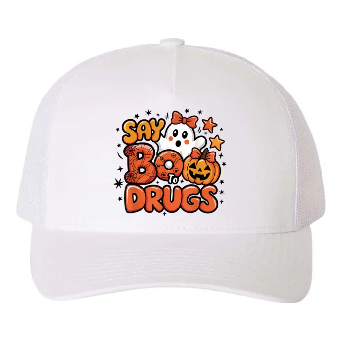 Say Boo Drugfree Ghost Halloween Red Ribbon Week Awareness Yupoong Adult 5-Panel Trucker Hat