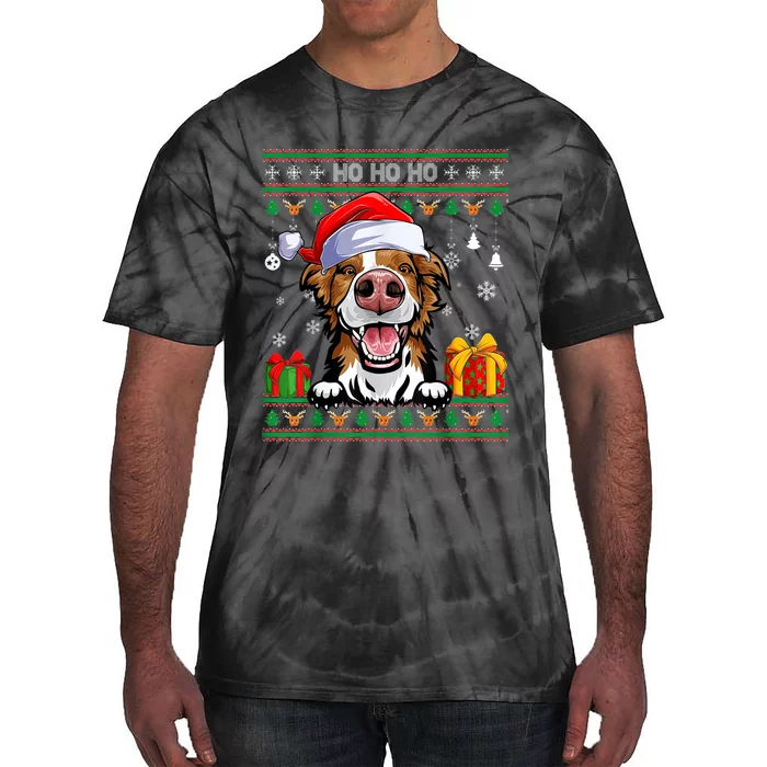 Santa Brittany Dog Ugly Sweater Christmas Pajama Dog Lover Tie-Dye T-Shirt